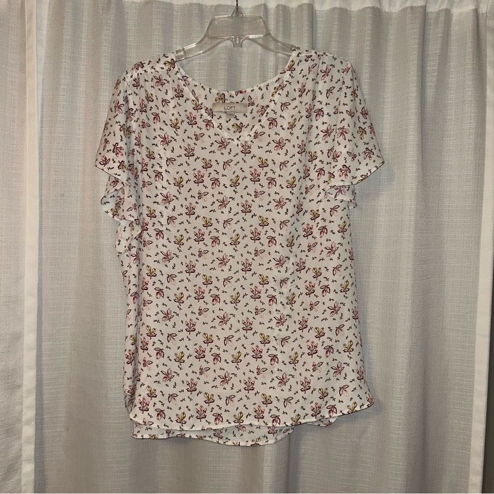 LOFT White Floral Blouse